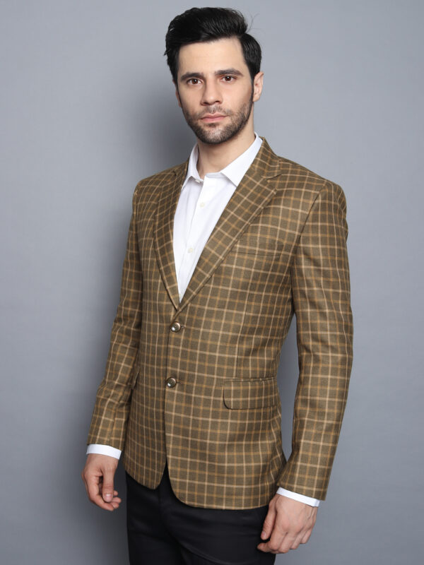 Formal Men Blazer Olive Checks - Image 4