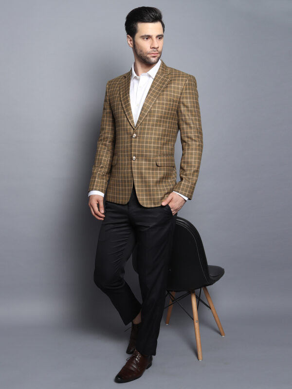 Formal Men Blazer Olive Checks