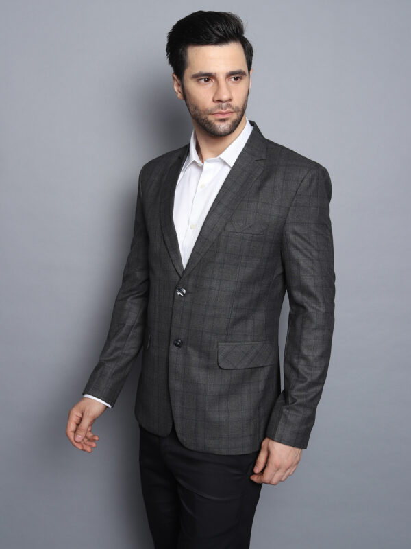 Formal Men Blazer Dark Gray Checks - Image 5
