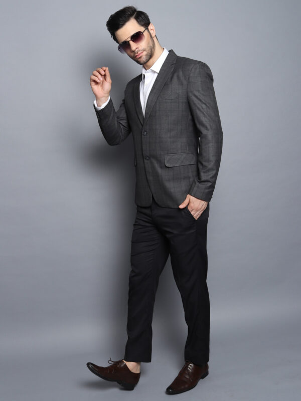 Formal Men Blazer Dark Gray Checks