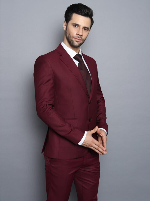 Formal Men Blazer Wine Color - Image 4