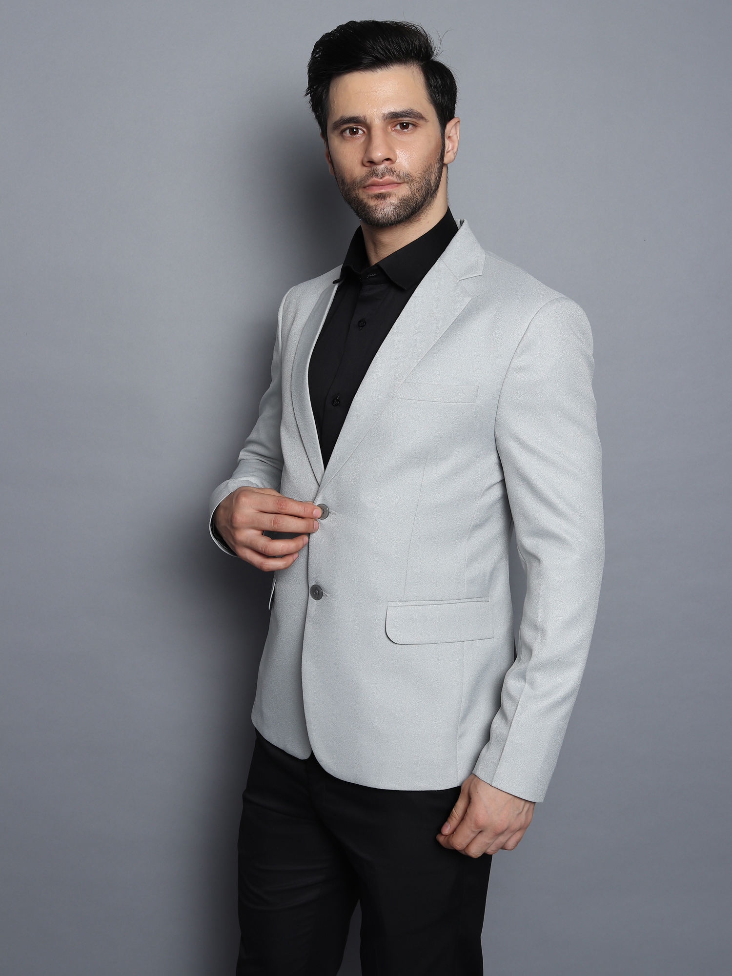 Formal Men Blazer Silver Gray